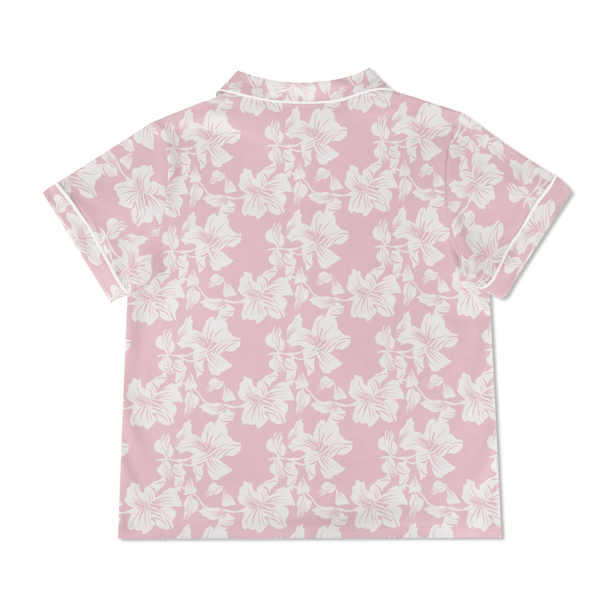 Pink Hawaiian Floral Womens Short Sleeve 2-Piece Pyjama Set Women's Short Sleeve Pyjamas Plants Printed Offshore