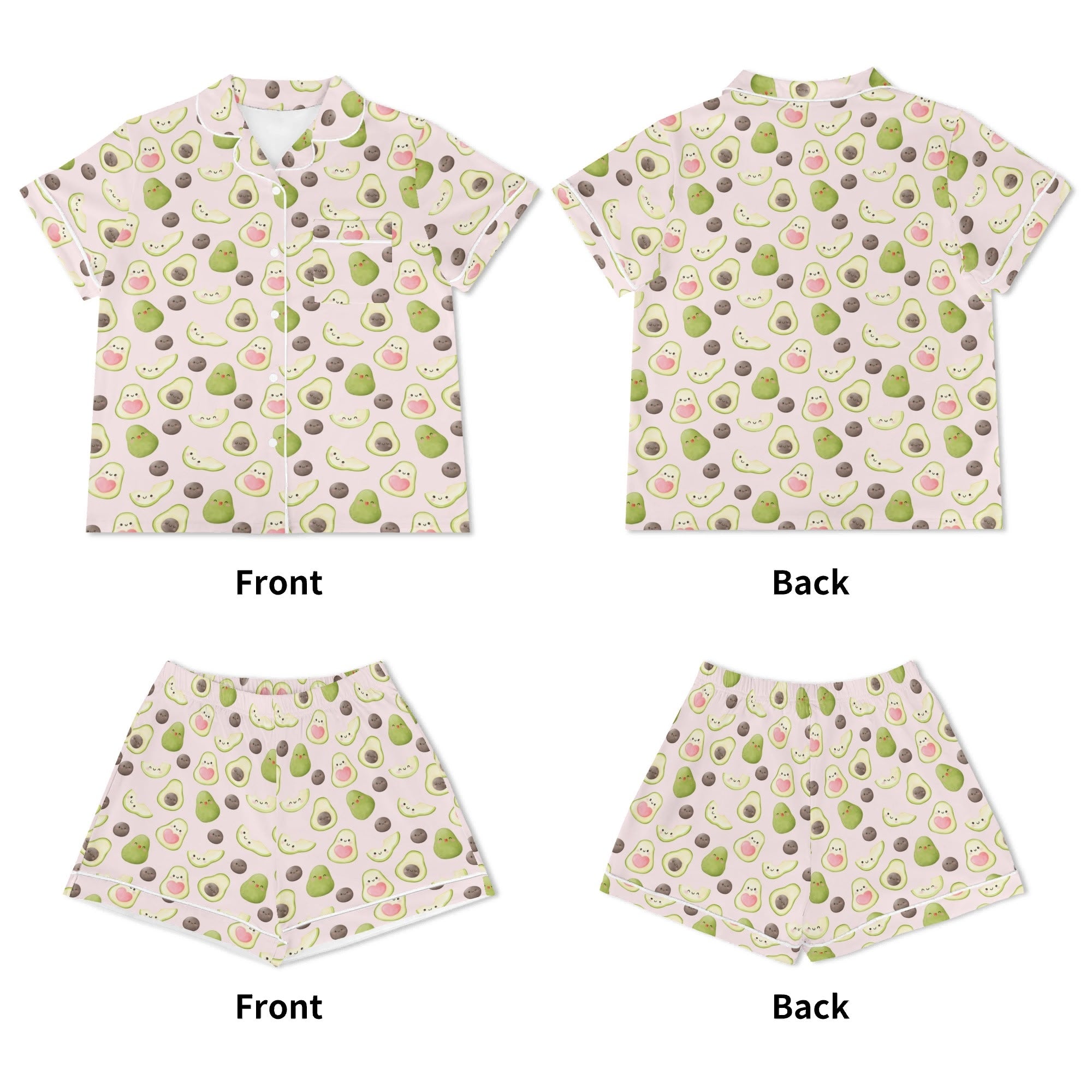Avocado Love Womens Short Sleeve 2-Piece Pyjama Set Women's Short Sleeve Pyjamas Food Love Printed Offshore