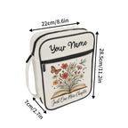 Just One More Chapter Book With Flowers Personalised Book Bag / Cover With Zippered Pocket Personalised Book Bag / Cover Printed Offshore