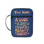 A Book A Day Keeps Reality Away Personalised Book Bag / Cover With Zippered Pocket Default Title Personalised Book Bag / Cover Printed Offshore
