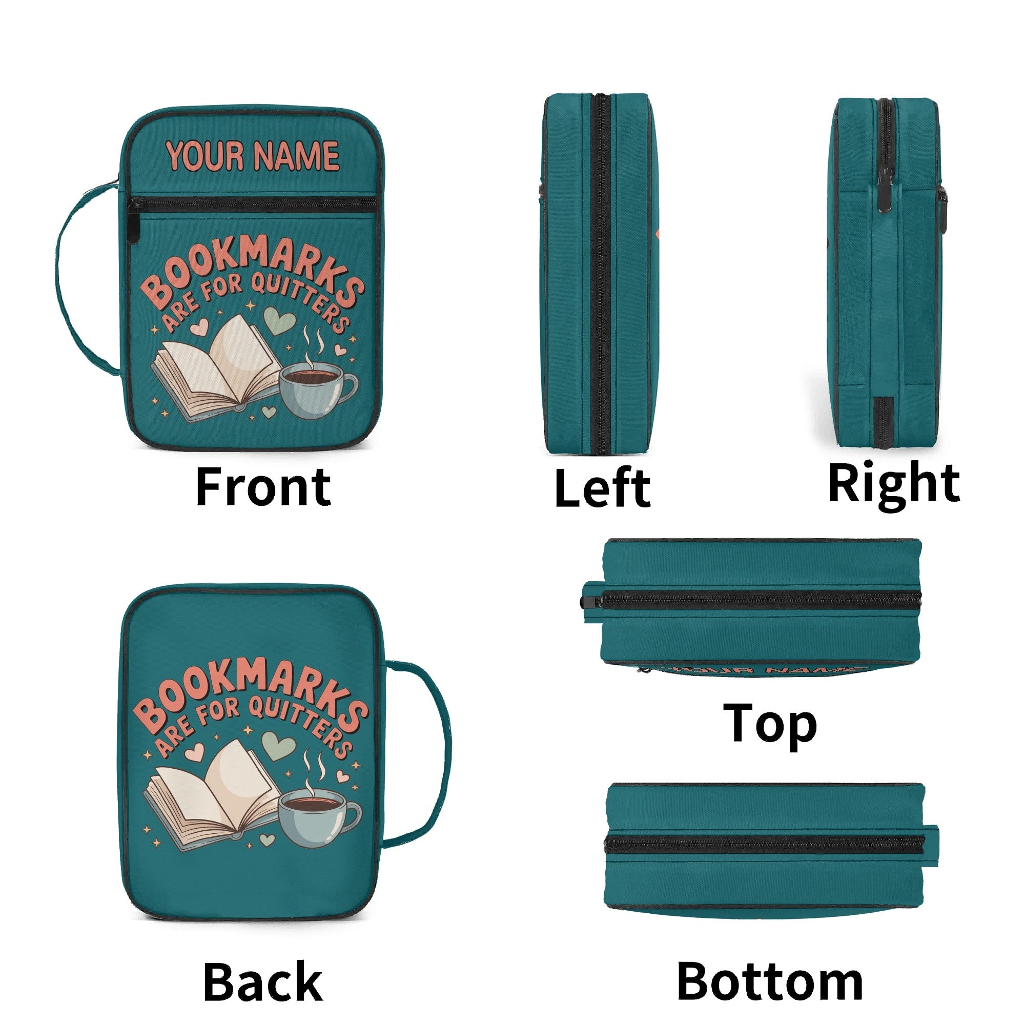 Bookmarks Are For Quitters Personalised Book Bag / Cover With Zippered Pocket Personalised Book Bag / Cover Printed Offshore