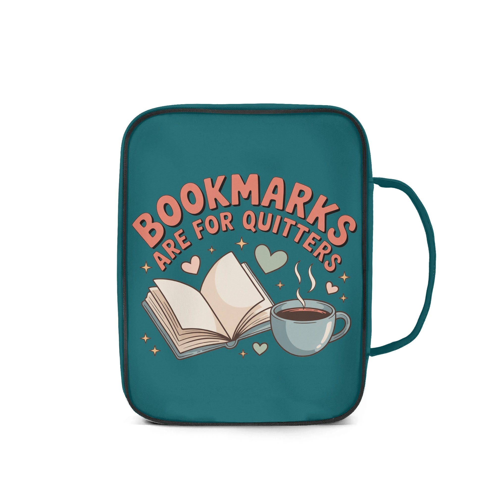 Bookmarks Are For Quitters - Personalised Book Bag / Cover With Zippered Pocket Personalised Book Bag / Cover Printed Offshore