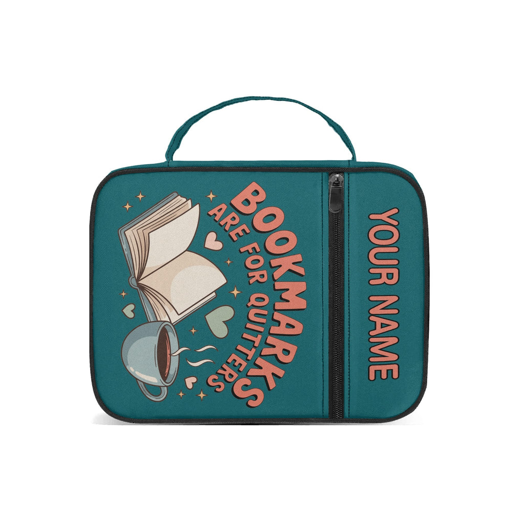 Bookmarks Are For Quitters Personalised Book Bag / Cover With Zippered Pocket Personalised Book Bag / Cover Printed Offshore