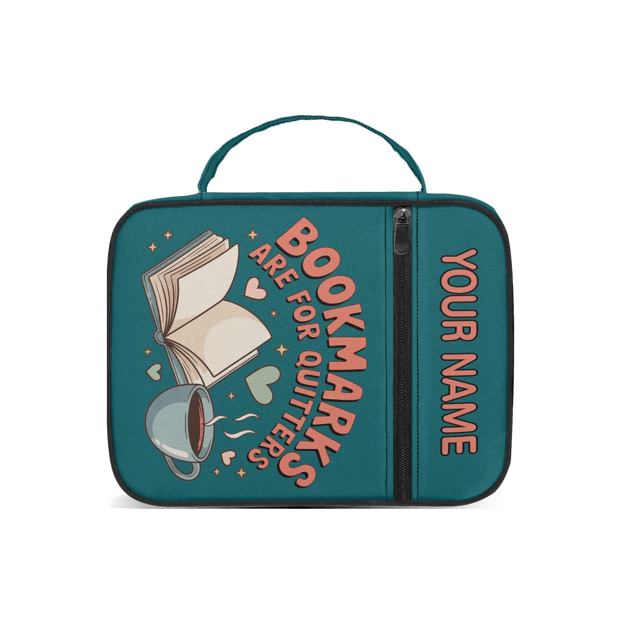 Bookmarks Are For Quitters Personalised Book Bag / Cover With Zippered Pocket Personalised Book Bag / Cover Printed Offshore