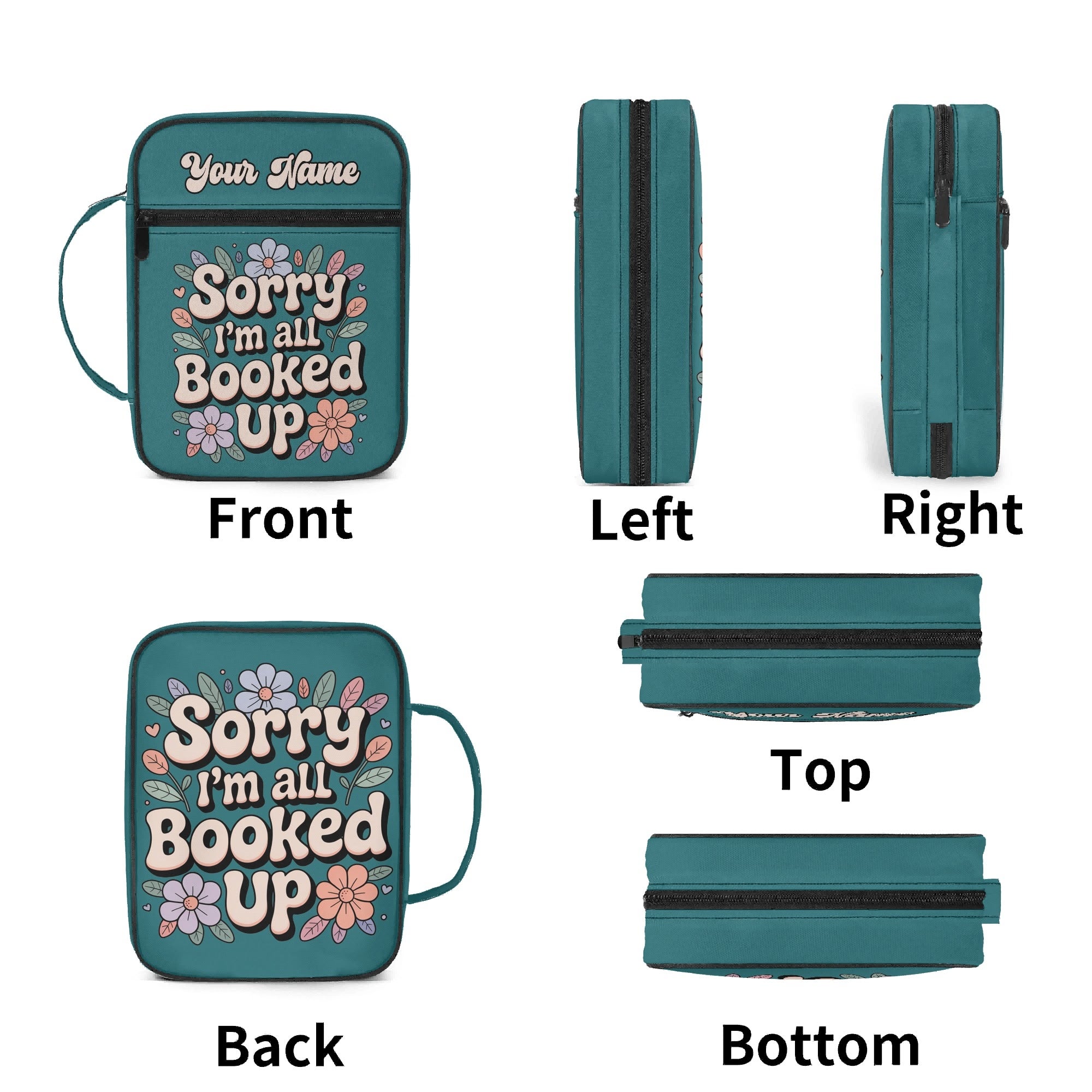 Sorry, Im All Booked Up Personalised Book Bag / Cover With Zippered Pocket Personalised Book Bag / Cover Printed Offshore