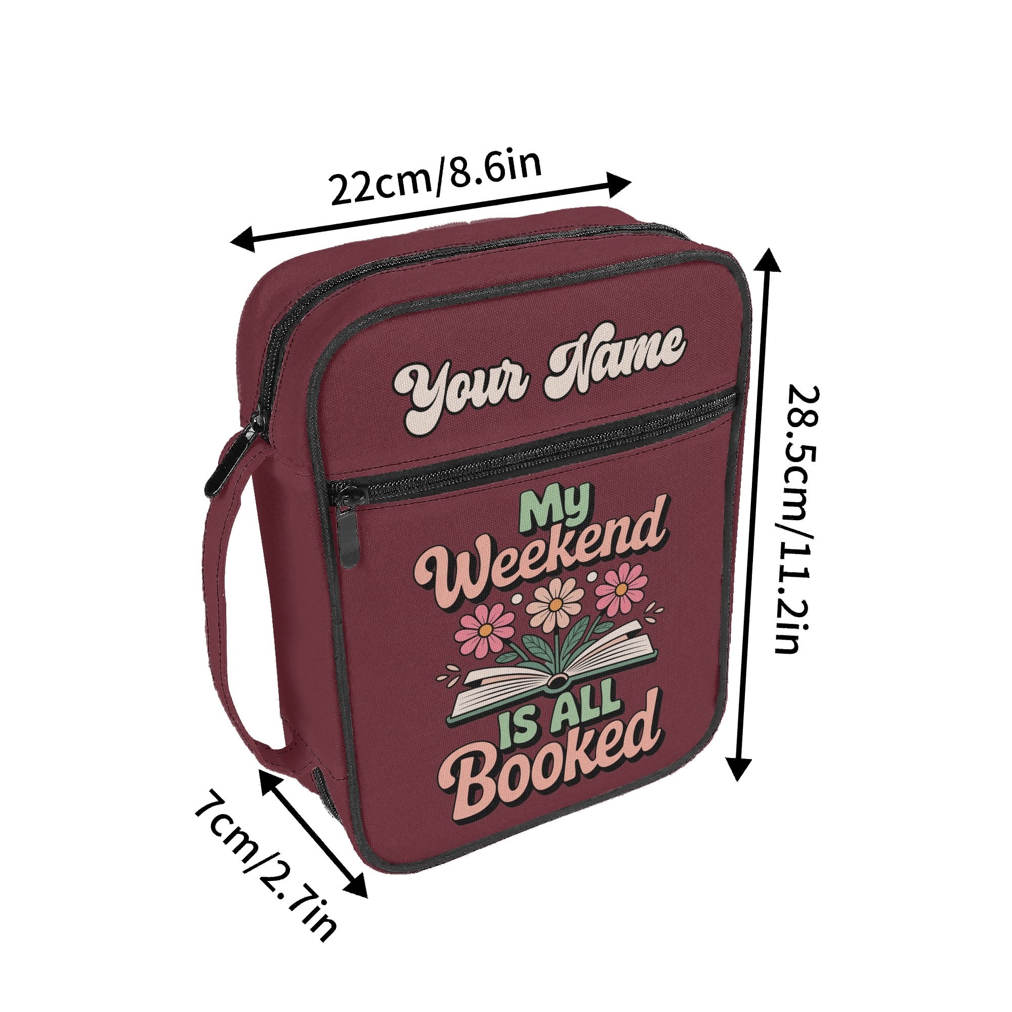My Weekend Is All Booked Personalised Book Bag / Cover With Zippered Pocket Personalised Book Bag / Cover Printed Offshore