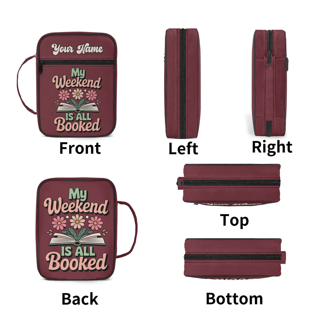 My Weekend Is All Booked Personalised Book Bag / Cover With Zippered Pocket Personalised Book Bag / Cover Printed Offshore