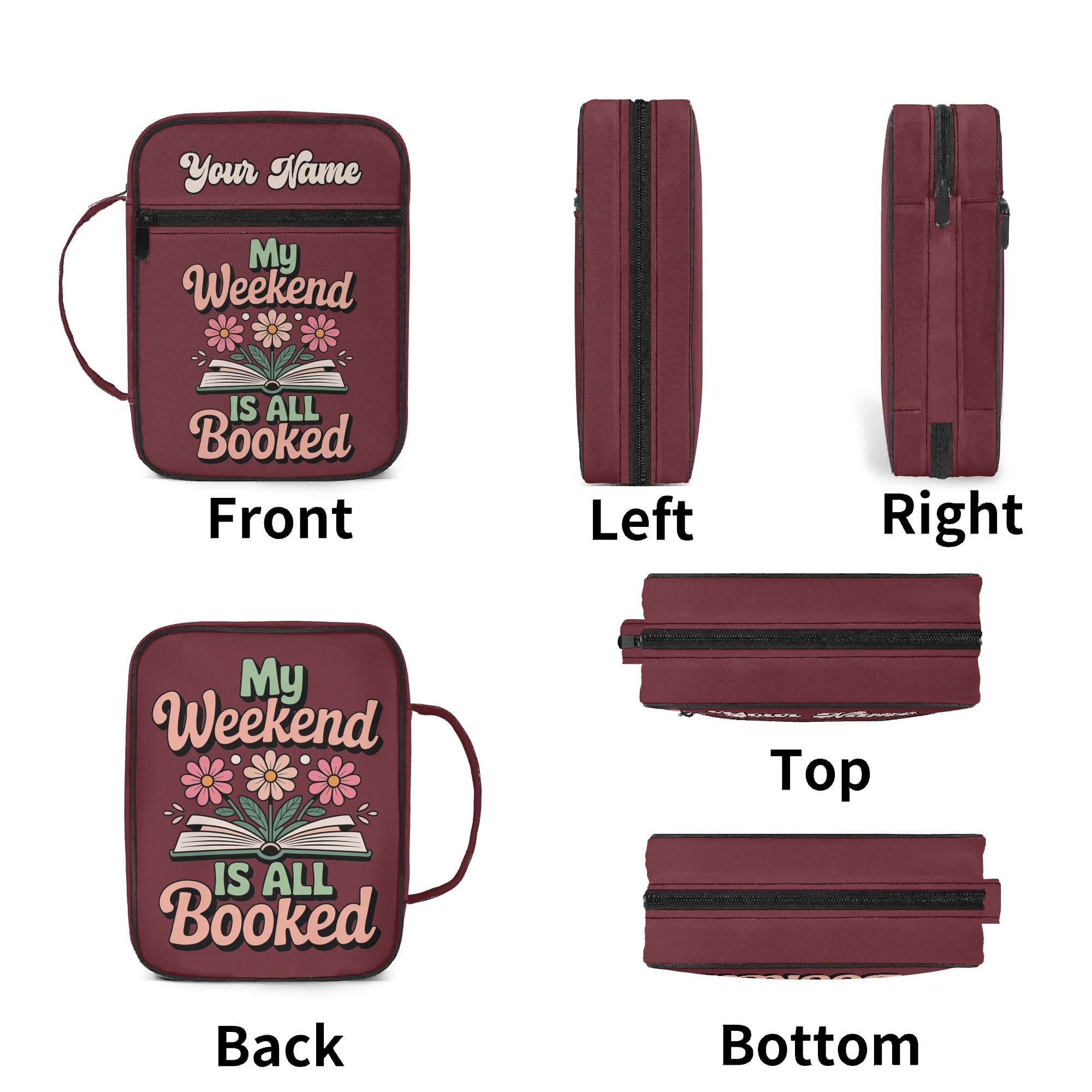 My Weekend Is All Booked Personalised Book Bag / Cover With Zippered Pocket Personalised Book Bag / Cover Printed Offshore