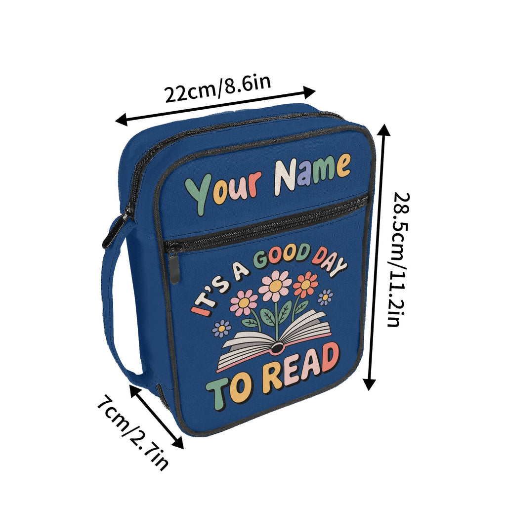Its A Good Day To Read Personalised Book Bag / Cover With Zippered Pocket Personalised Book Bag / Cover Printed Offshore