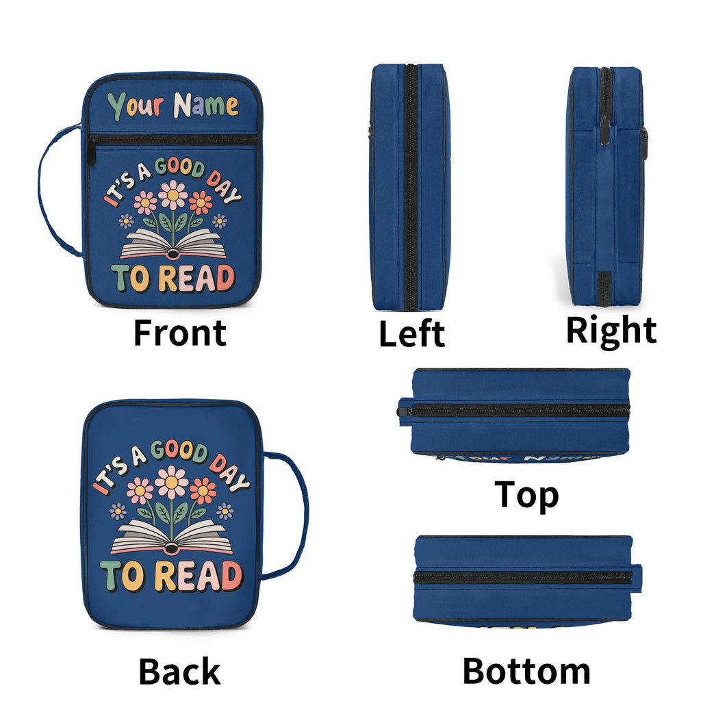 Its A Good Day To Read Personalised Book Bag / Cover With Zippered Pocket Personalised Book Bag / Cover Printed Offshore