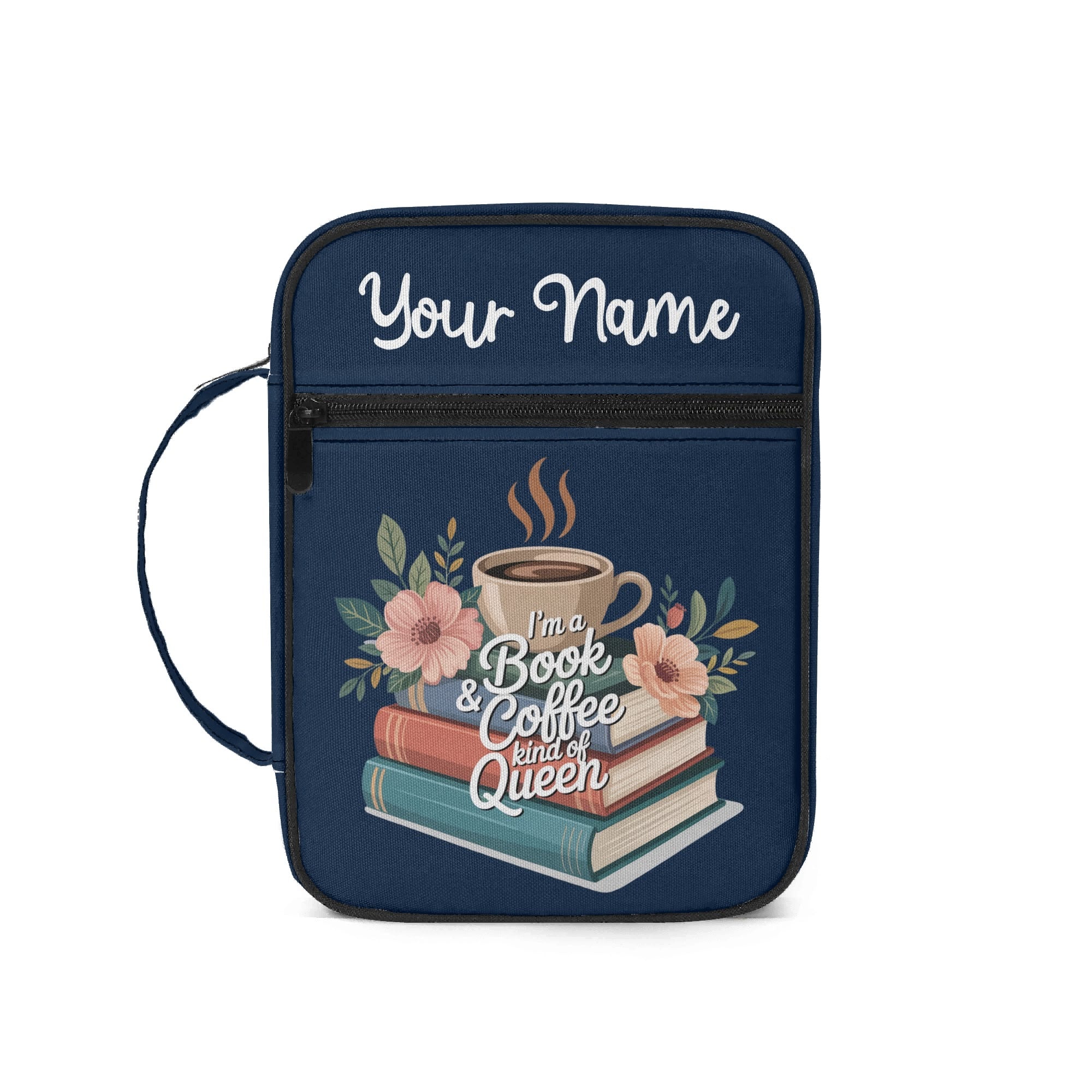 Im A Book And Coffee Queen - Personalised Book Bag / Cover With Zippered Pocket Default Title Personalised Book Bag / Cover Printed Offshore
