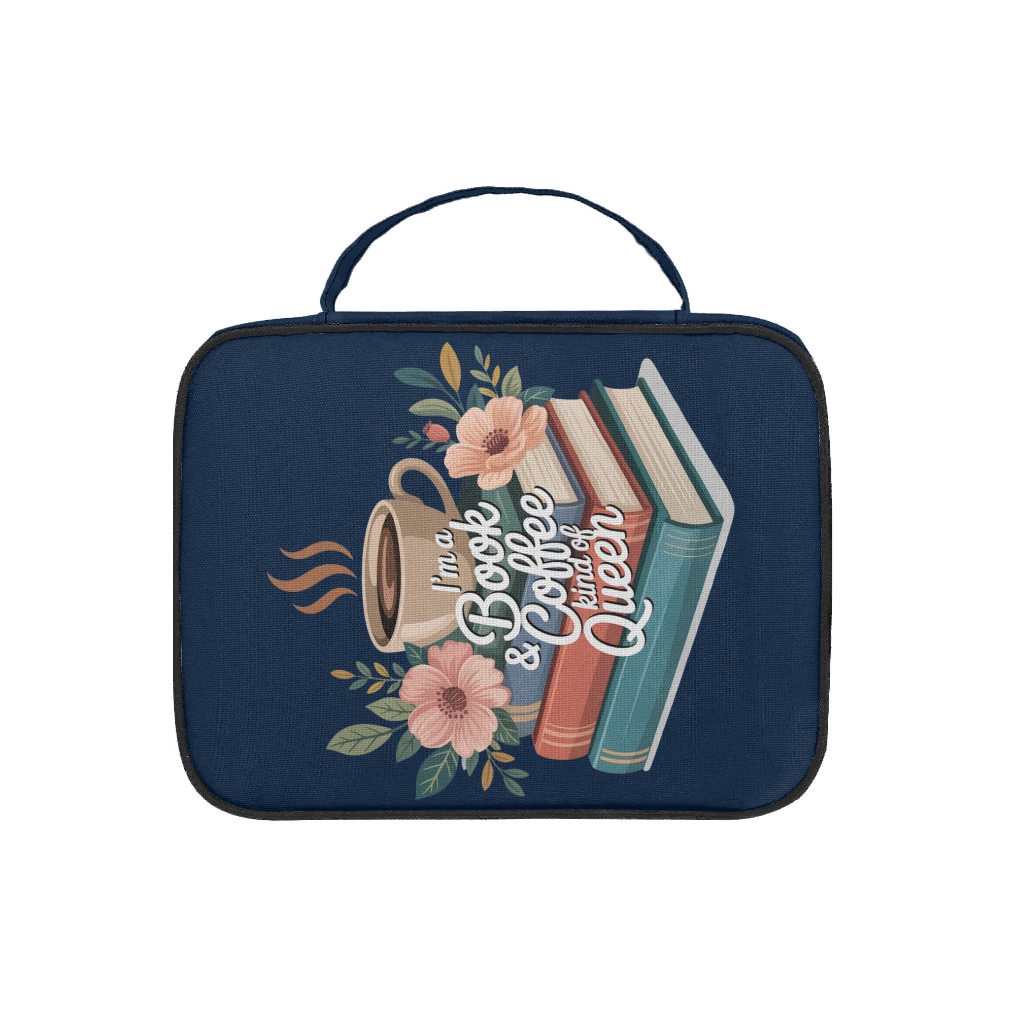 Im A Book And Coffee Queen Personalised Book Bag / Cover With Zippered Pocket Personalised Book Bag / Cover Printed Offshore