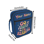 Go Away Im Reading Personalised Book Bag / Cover With Zippered Pocket Personalised Book Bag / Cover Printed Offshore