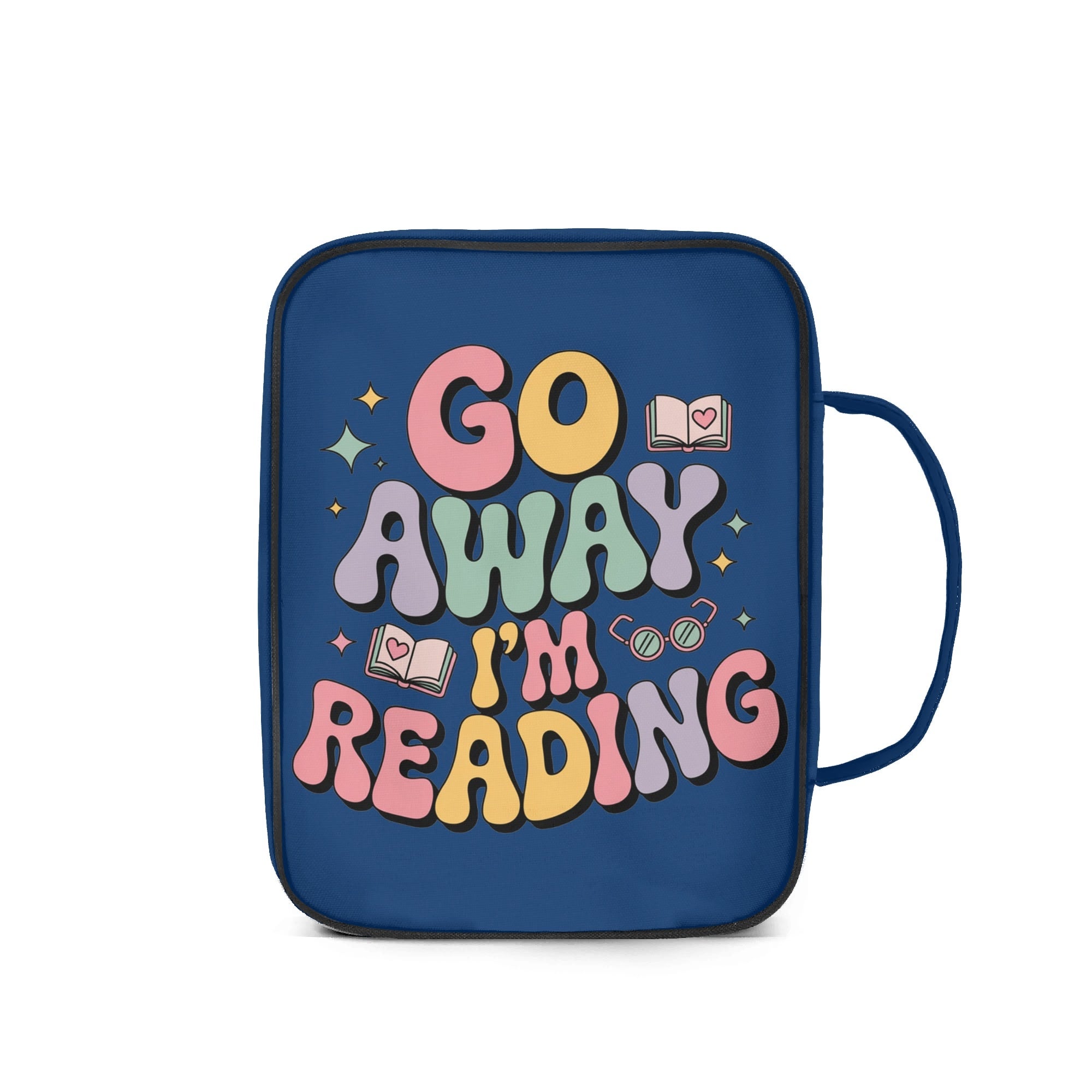 Go Away Im Reading - Personalised Book Bag / Cover With Zippered Pocket Personalised Book Bag / Cover Printed Offshore