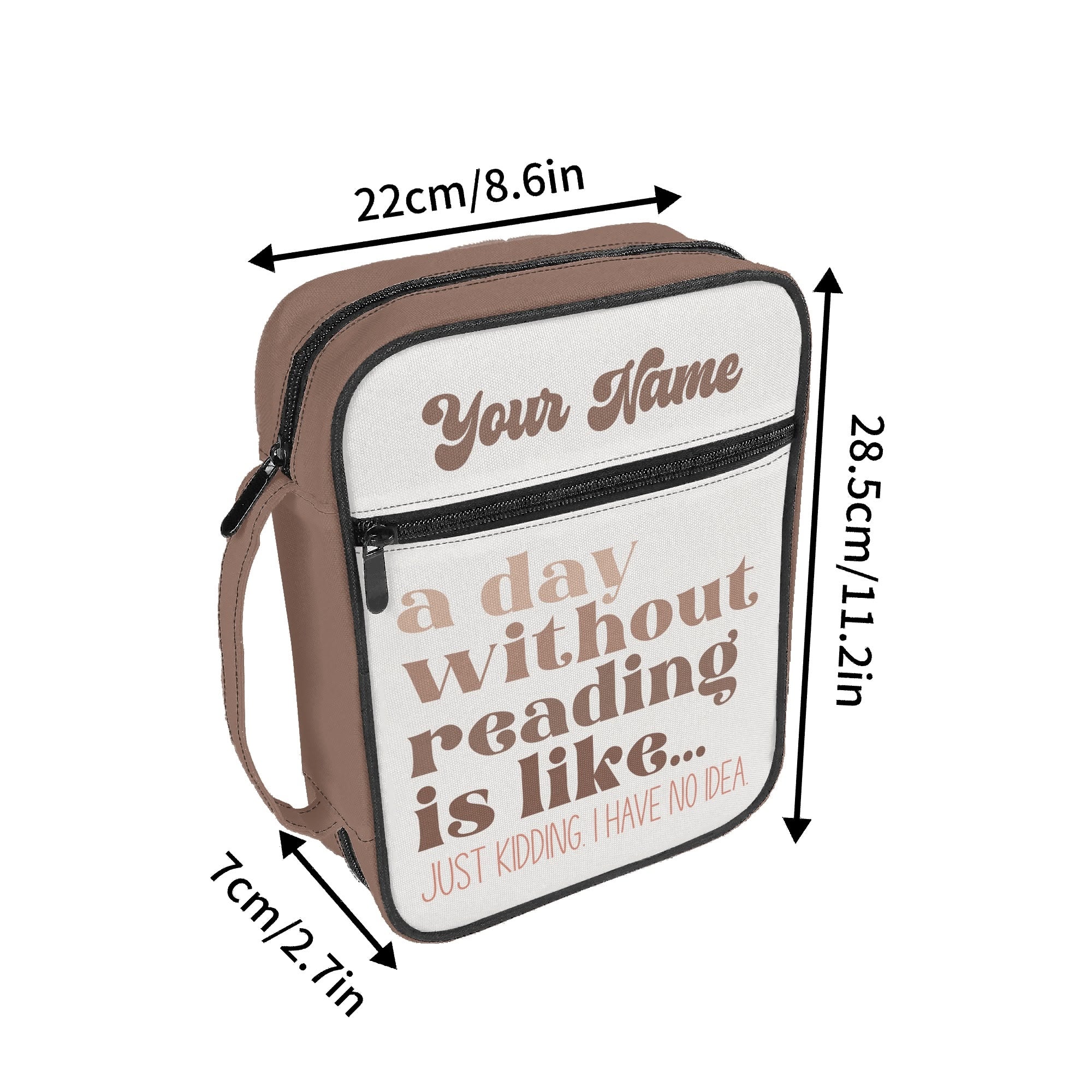 A Day Without Reading Personalised Book Bag / Cover With Zippered Pocket Personalised Book Bag / Cover Printed Offshore