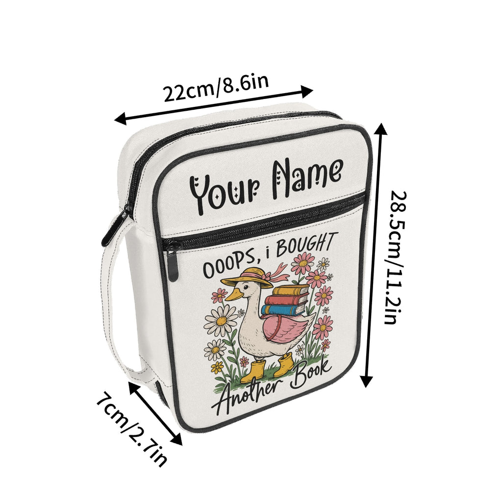 Oops I Bought Another Book, Silly Goose Personalised Book Bag / Cover With Zippered Pocket Personalised Book Bag / Cover Printed Offshore