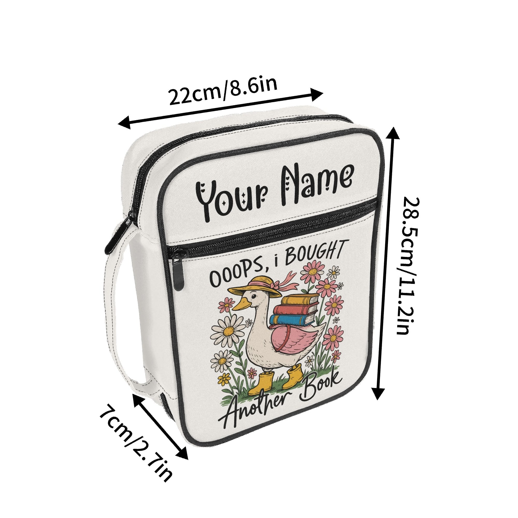 Oops I Bought Another Book, Silly Goose Personalised Book Bag / Cover With Zippered Pocket Personalised Book Bag / Cover Printed Offshore