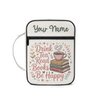 Drink Tea, Read Books, Be Happy Personalised Book Bag / Cover With Zippered Pocket Default Title Personalised Book Bag / Cover Printed Offshore