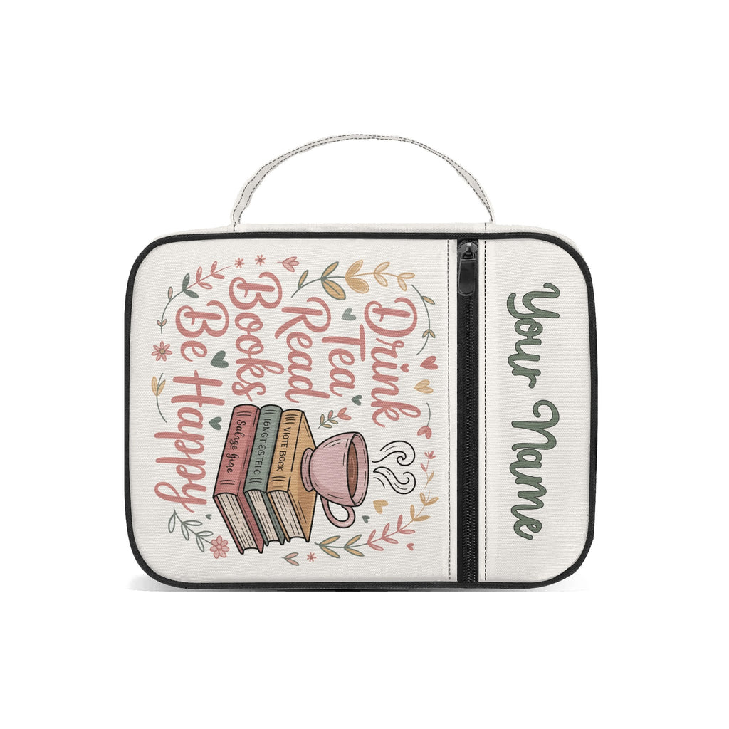 Drink Tea, Read Books, Be Happy Personalised Book Bag / Cover With Zippered Pocket Personalised Book Bag / Cover Printed Offshore