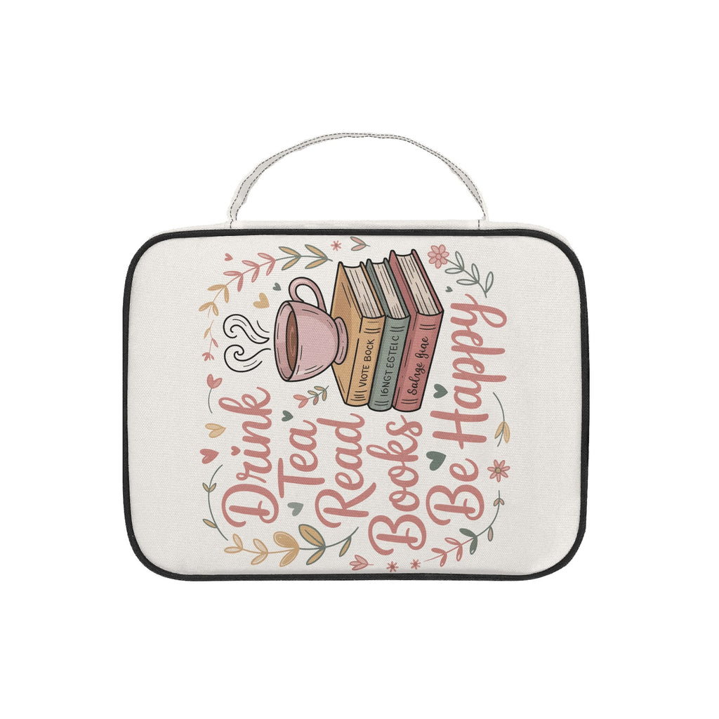Drink Tea, Read Books, Be Happy Personalised Book Bag / Cover With Zippered Pocket Personalised Book Bag / Cover Printed Offshore