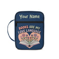 Books Are My Love Language Personalised Book Bag / Cover With Zippered Pocket Default Title Personalised Book Bag / Cover Printed Offshore