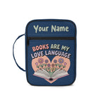 Books Are My Love Language Personalised Book Bag / Cover With Zippered Pocket Default Title Personalised Book Bag / Cover Printed Offshore