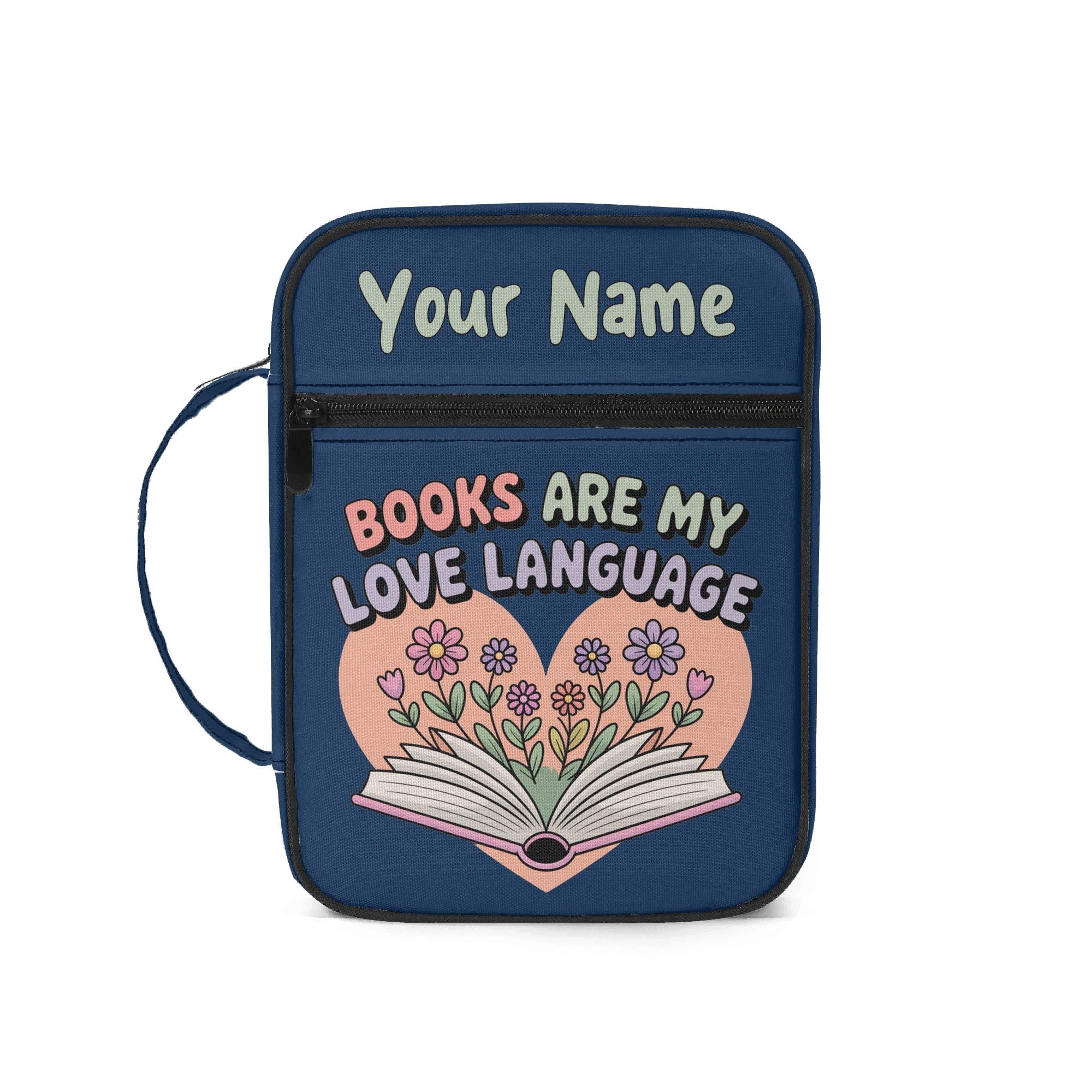 Books Are My Love Language - Personalised Book Bag / Cover With Zippered Pocket Default Title Personalised Book Bag / Cover Printed Offshore