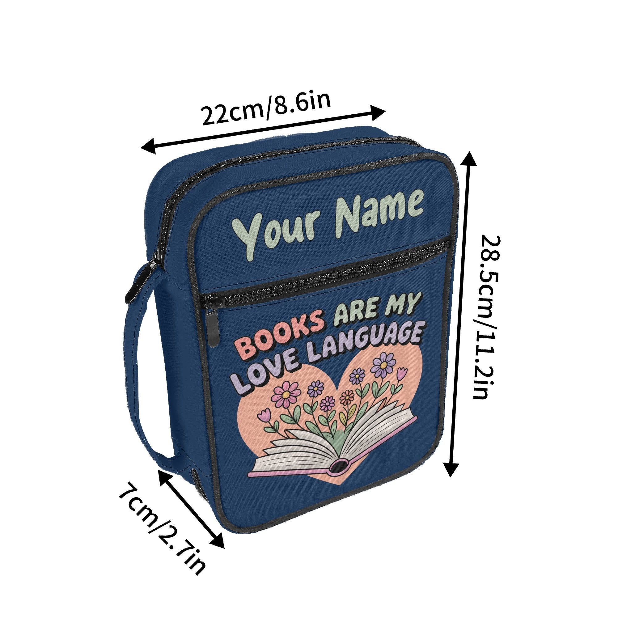 Books Are My Love Language Personalised Book Bag / Cover With Zippered Pocket Personalised Book Bag / Cover Printed Offshore
