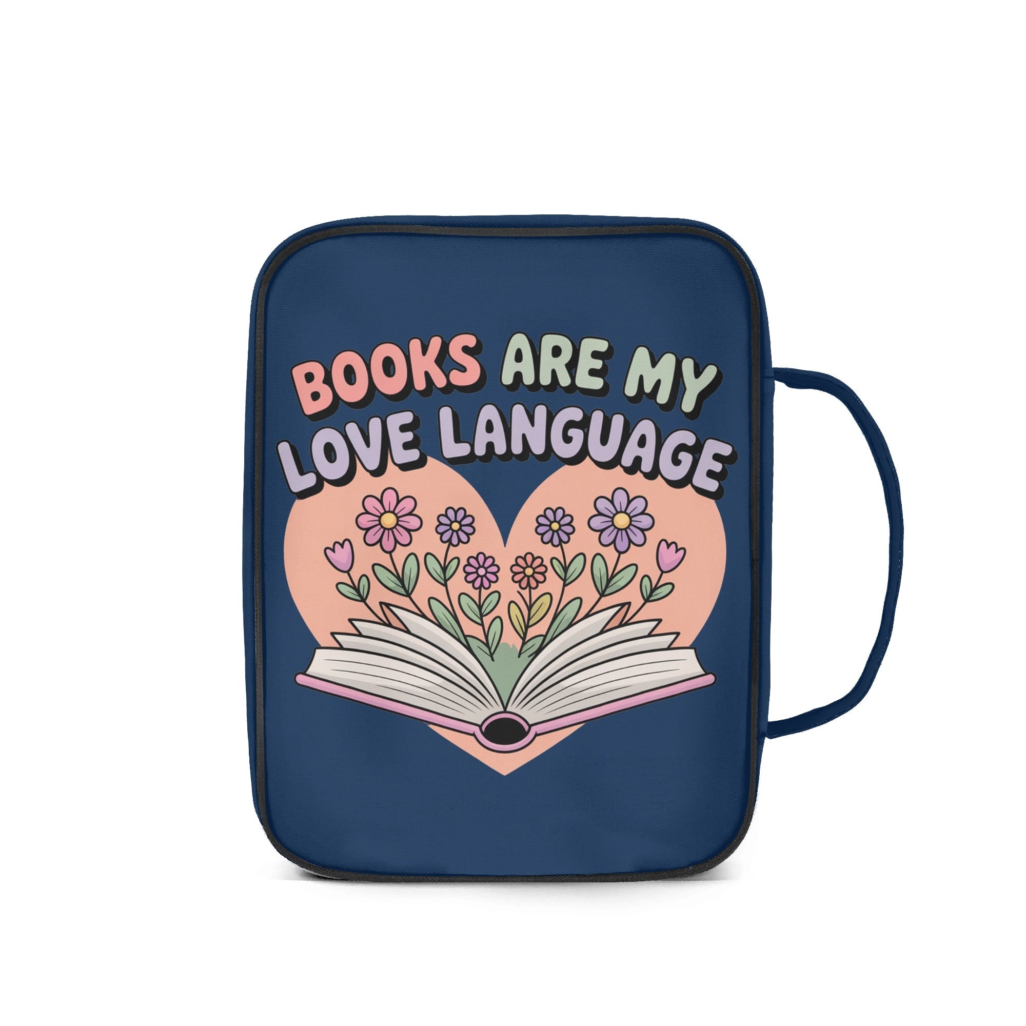 Books Are My Love Language - Personalised Book Bag / Cover With Zippered Pocket Personalised Book Bag / Cover Printed Offshore