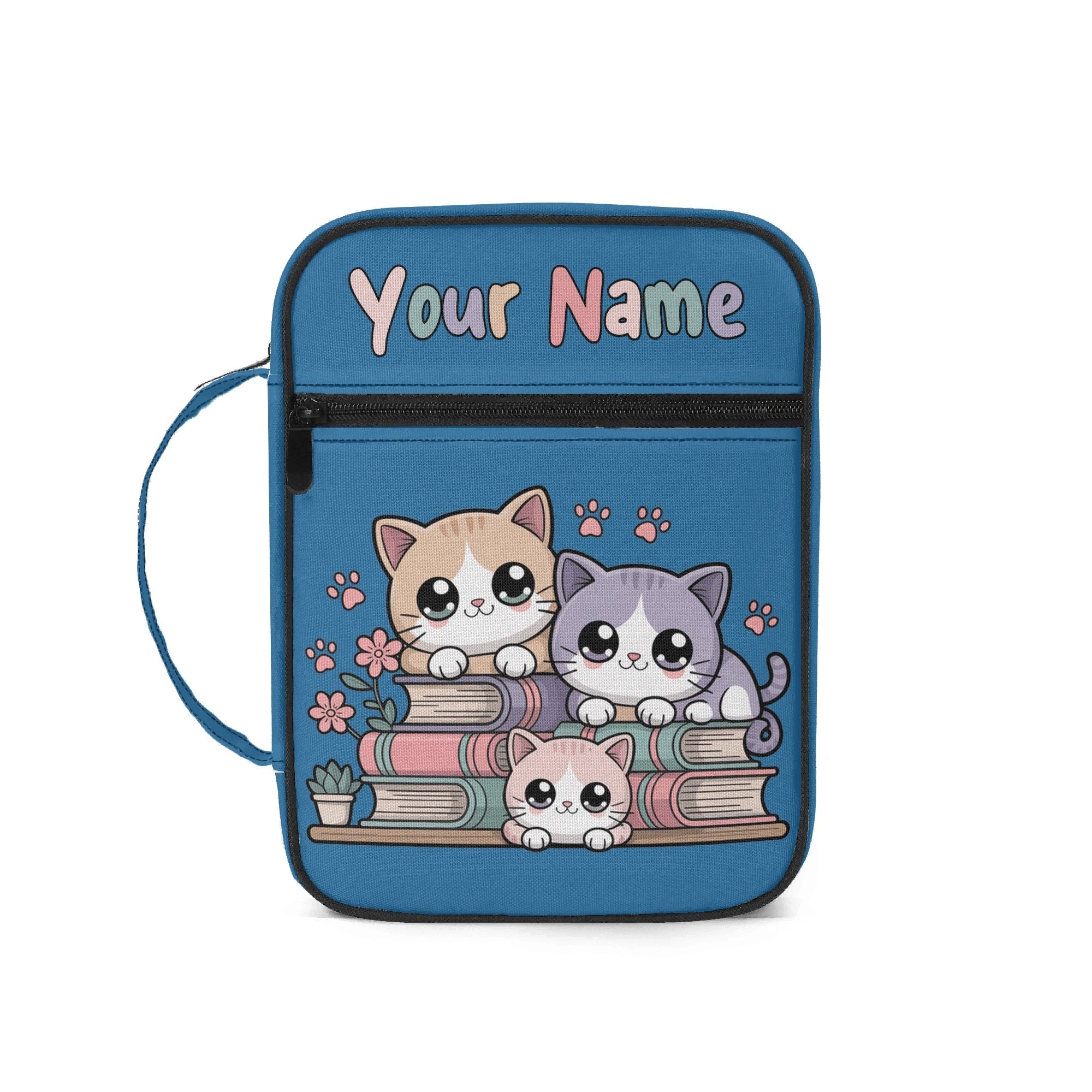 Books And Cats - Personalised Book Bag / Cover With Zippered Pocket Default Title Personalised Book Bag / Cover Printed Offshore