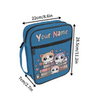Books And Cats Personalised Book Bag / Cover With Zippered Pocket Personalised Book Bag / Cover Printed Offshore