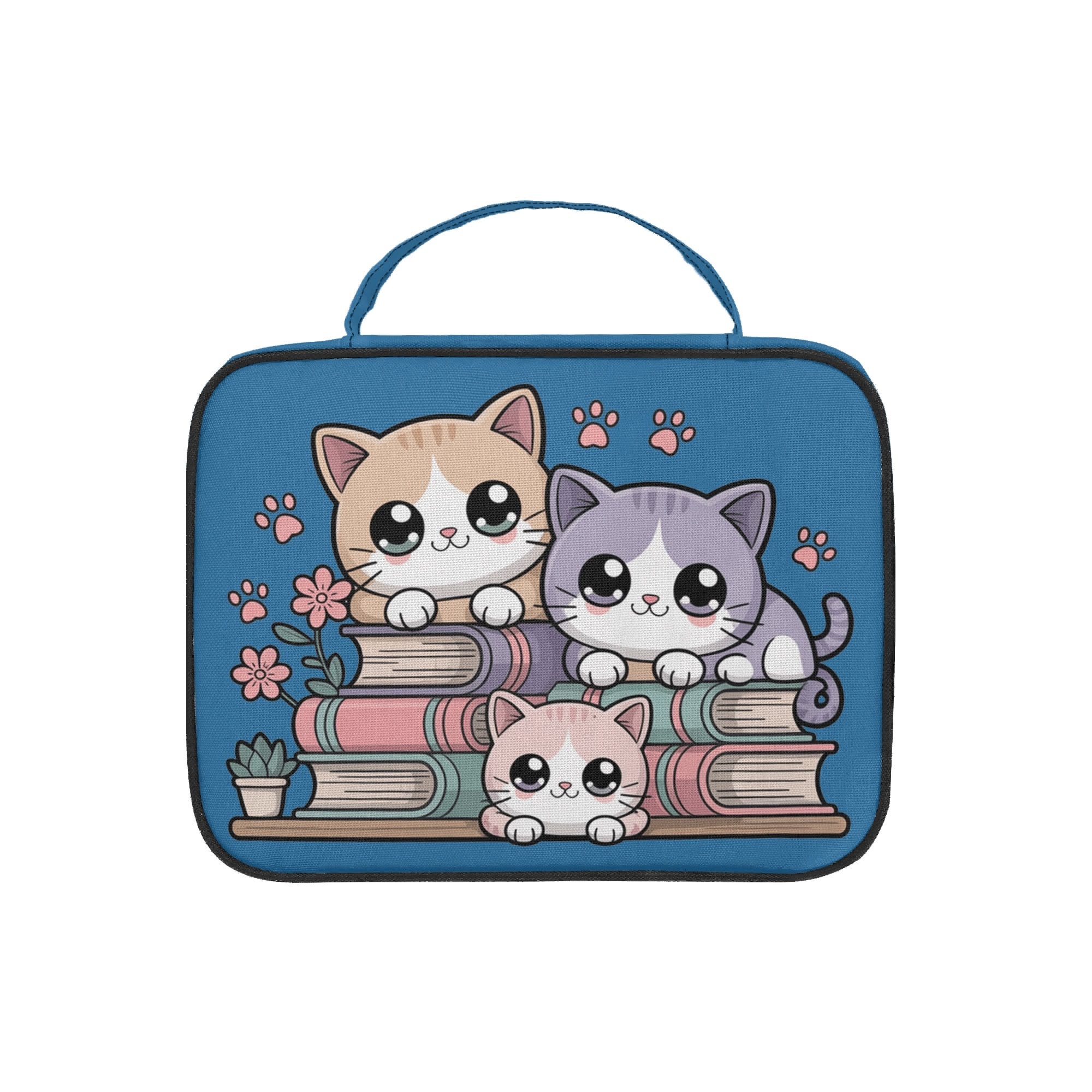 Books And Cats Personalised Book Bag / Cover With Zippered Pocket Personalised Book Bag / Cover Printed Offshore