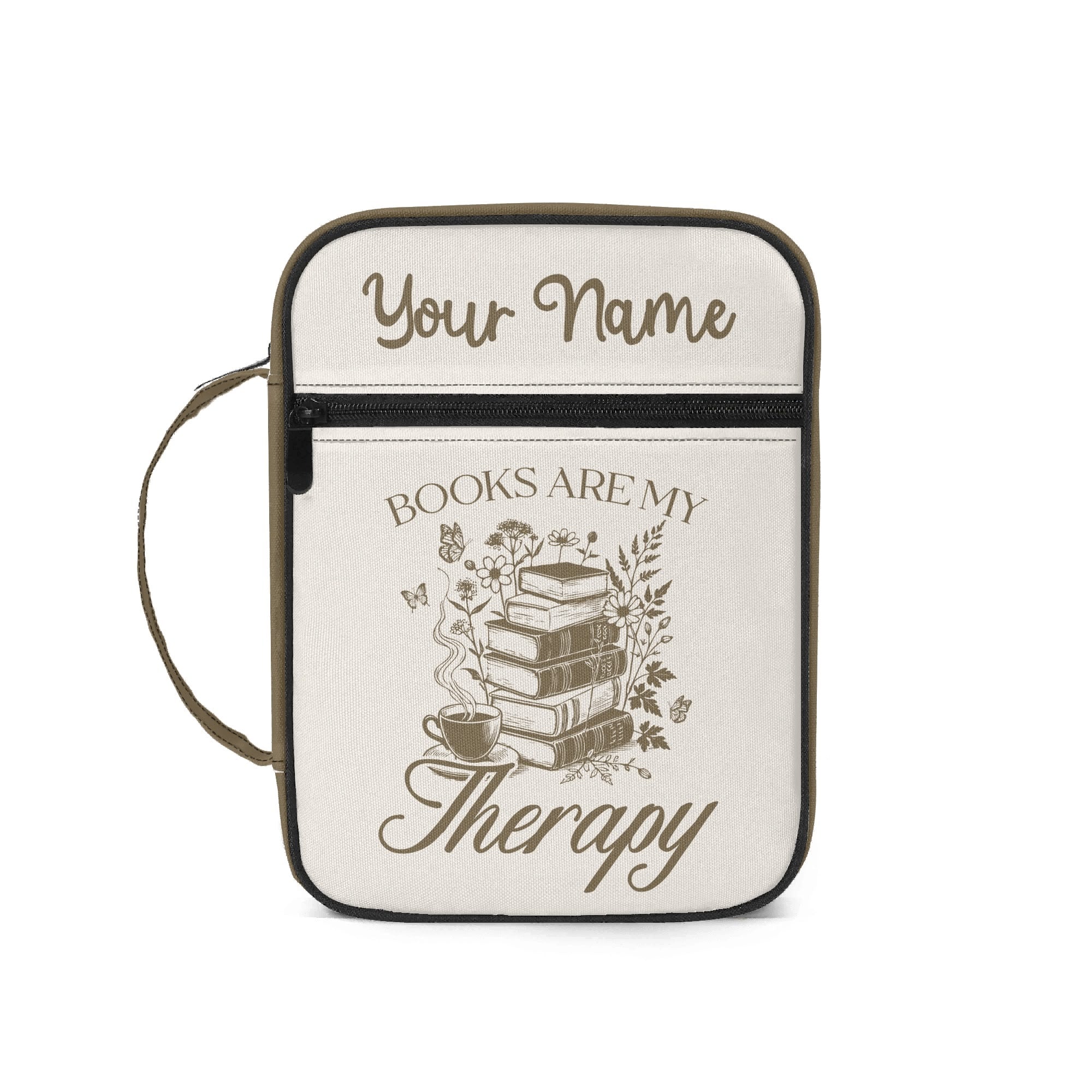 Books Are My Therapy - Personalised Book Bag / Cover With Zippered Pocket Default Title Personalised Book Bag / Cover Printed Offshore
