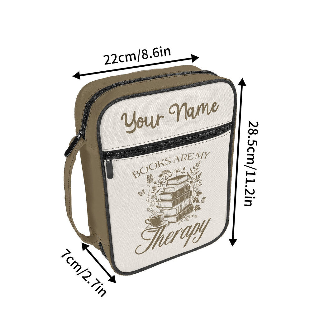 Books Are My Therapy Personalised Book Bag / Cover With Zippered Pocket Personalised Book Bag / Cover Printed Offshore