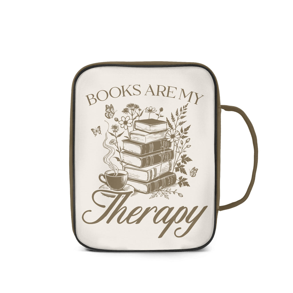 Books Are My Therapy Personalised Book Bag / Cover With Zippered Pocket Personalised Book Bag / Cover Printed Offshore