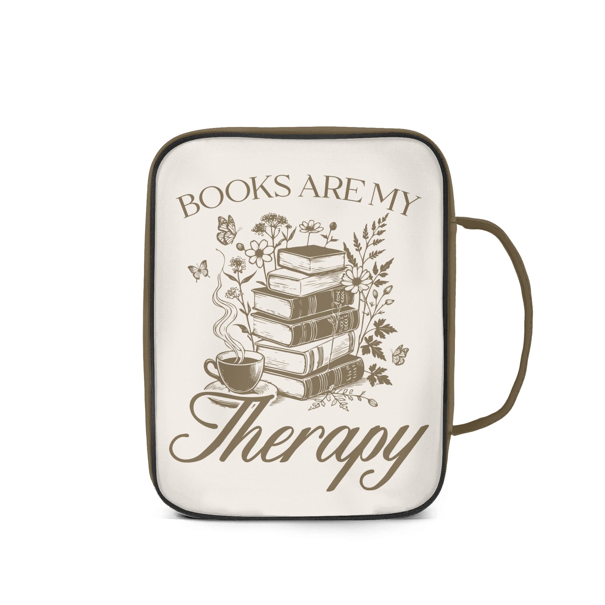 Books Are My Therapy - Personalised Book Bag / Cover With Zippered Pocket Personalised Book Bag / Cover Printed Offshore