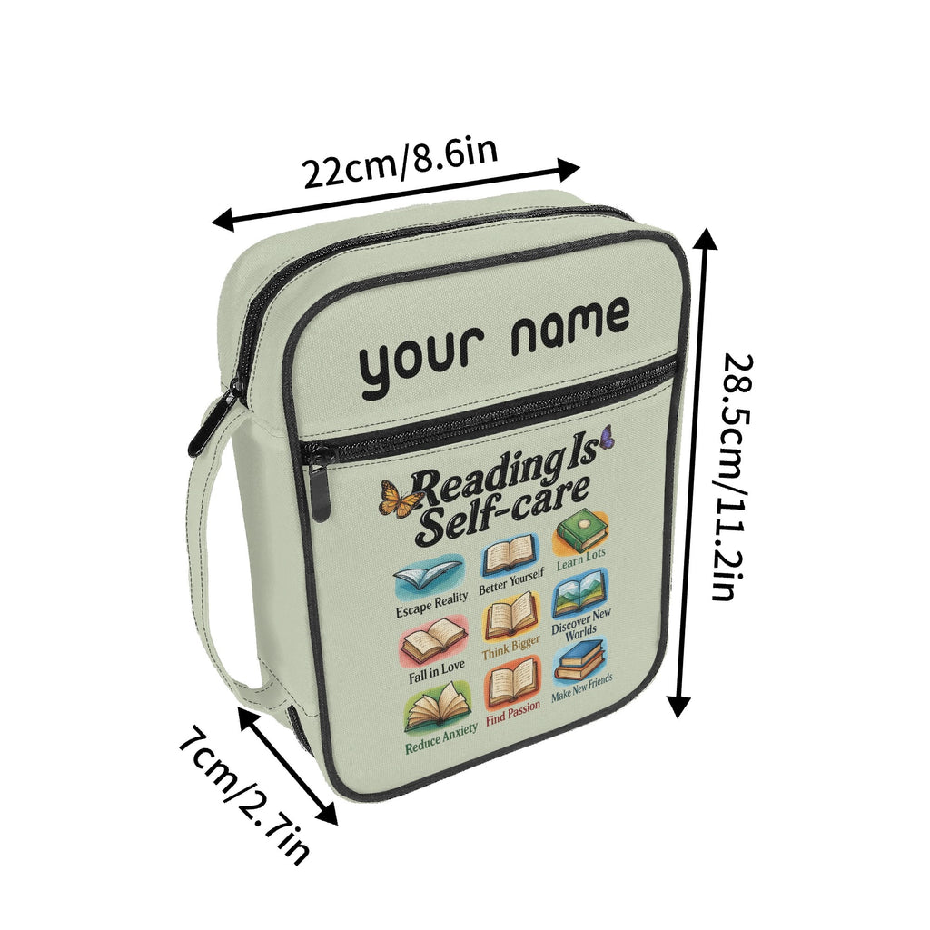 Reading Is Self Care Personalised Book Bag / Cover With Zippered Pocket Personalised Book Bag / Cover Printed Offshore