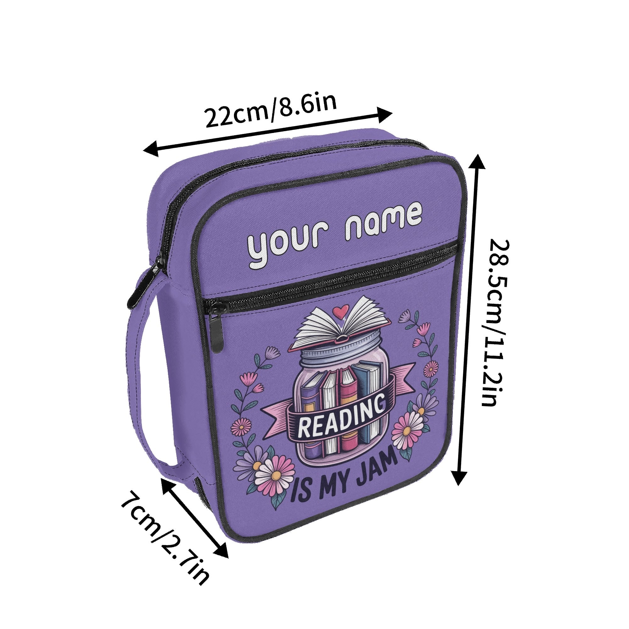 Bookmarks Are For Quitters Personalised Book Bag / Cover With Zippered Pocket Personalised Book Bag / Cover Printed Offshore