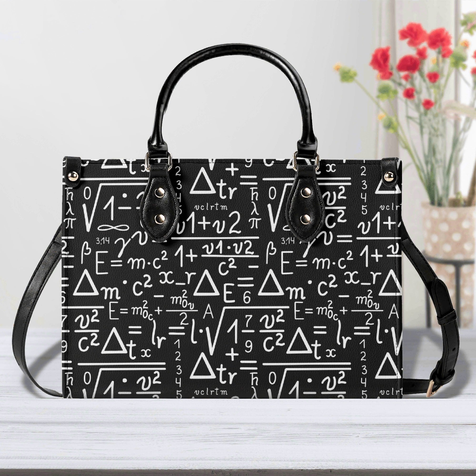 Mathematics Luxury PU Leather Handbag L Luxury PU Leather Handbag Maths Printed Offshore