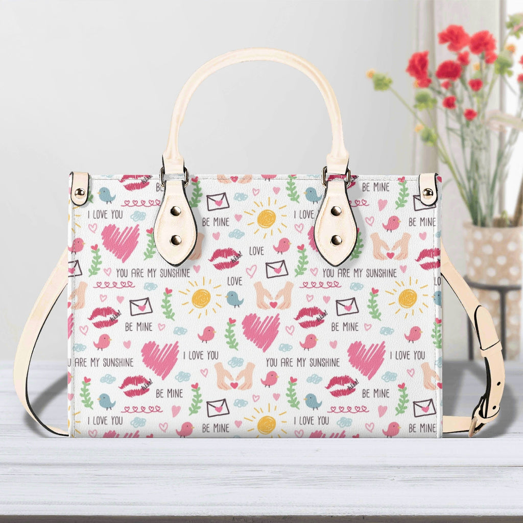 Valentine - Luxury PU Leather Handbag Beige Luxury PU Leather Handbag Love Printed Offshore