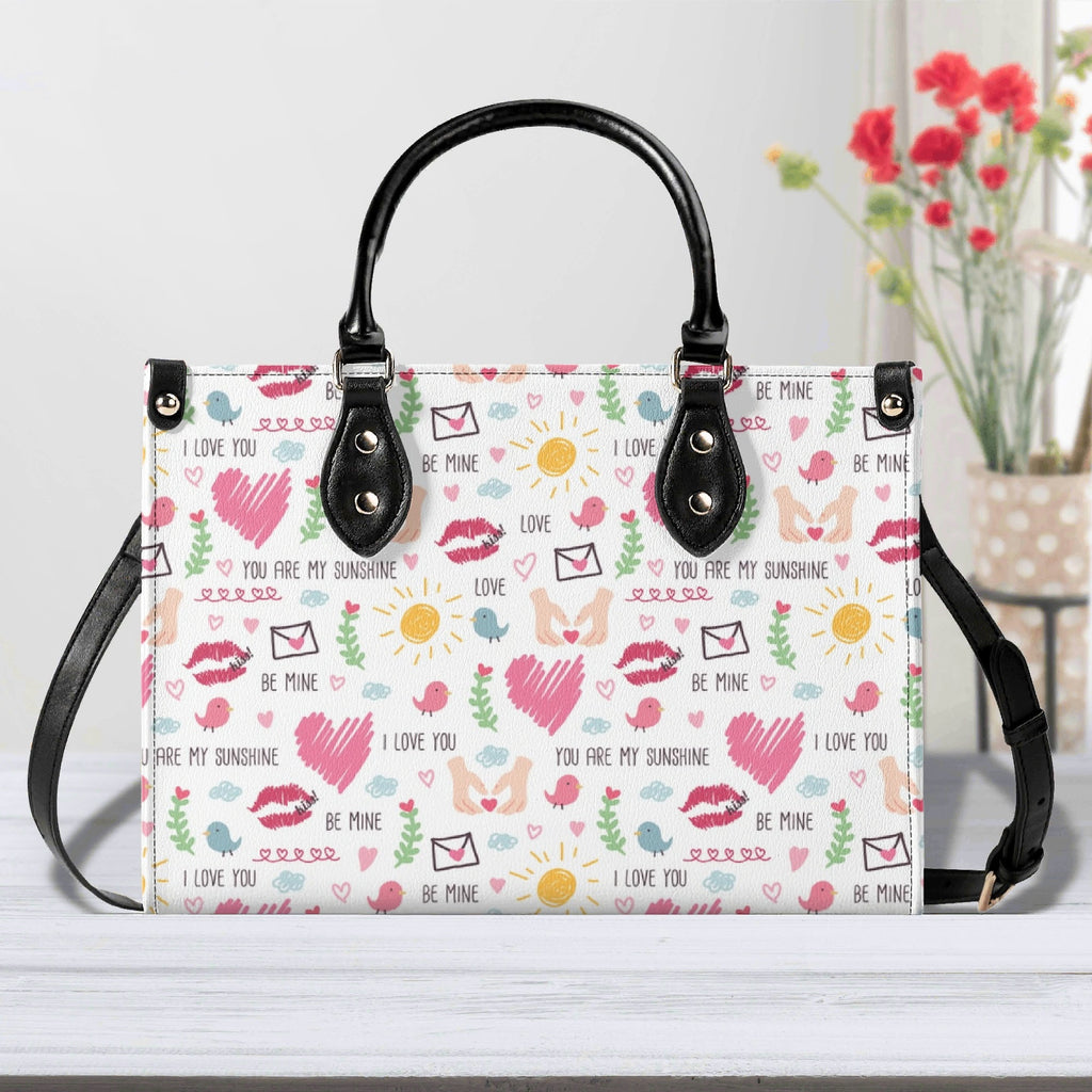 Valentine - Luxury PU Leather Handbag Black Luxury PU Leather Handbag Love Printed Offshore