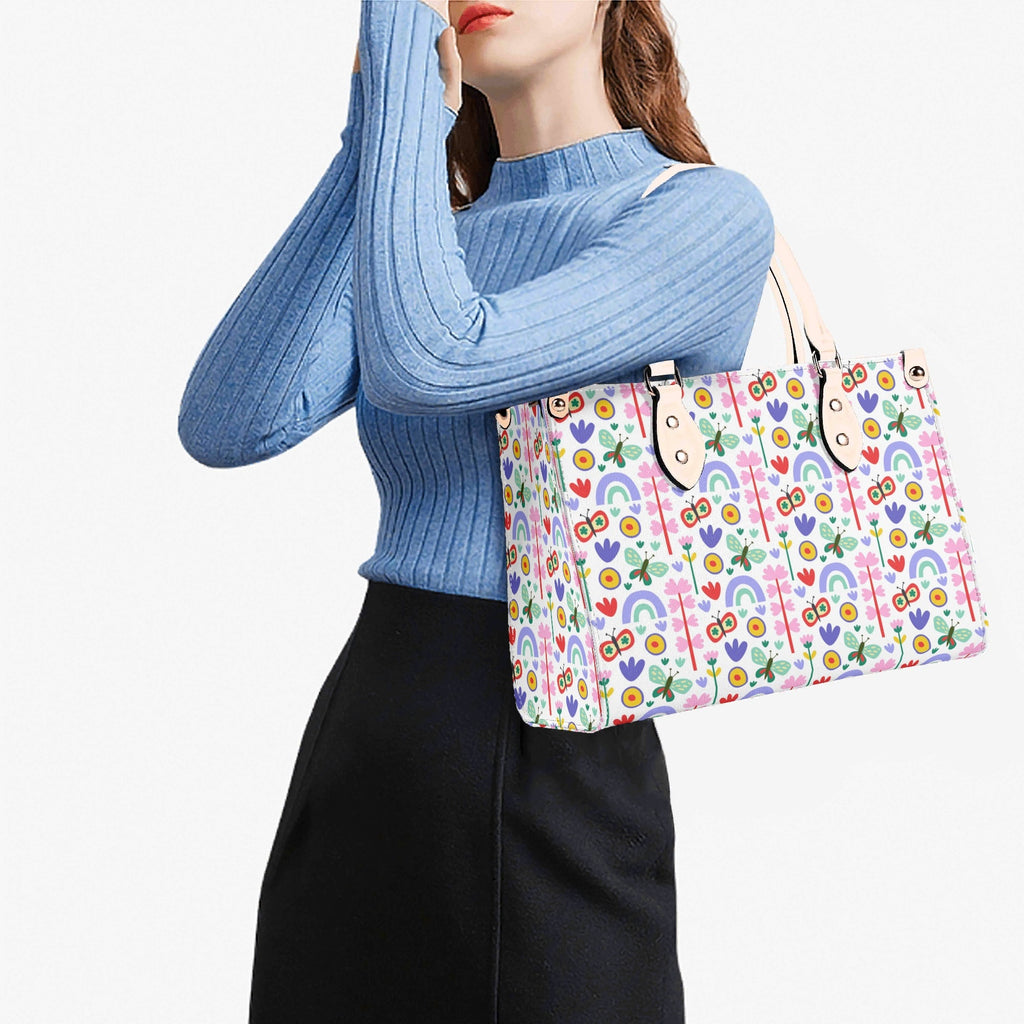 Rainbows And Butterflies Luxury PU Leather Handbag Luxury PU Leather Handbag Printed Offshore