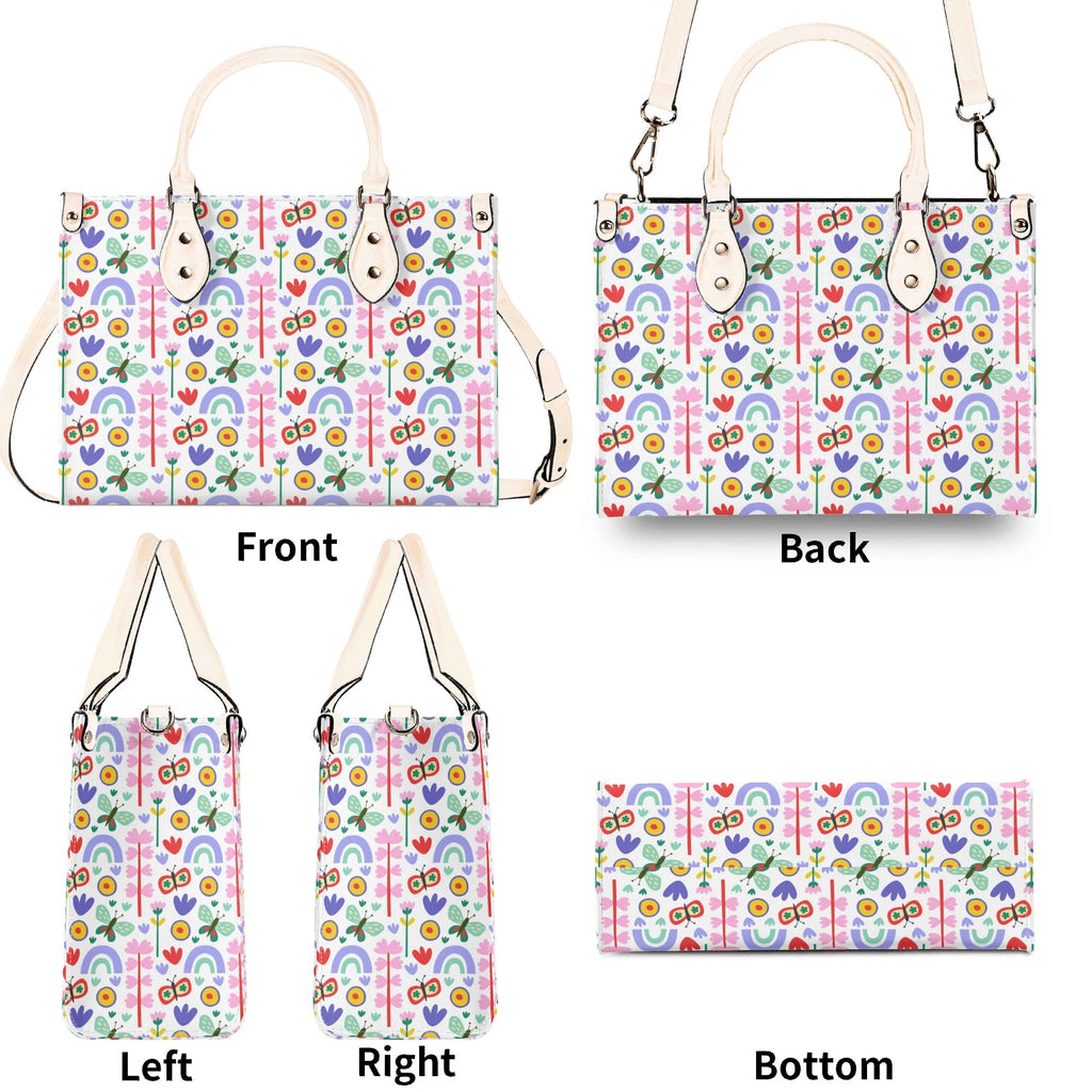 Rainbows And Butterflies Luxury PU Leather Handbag Luxury PU Leather Handbag Printed Offshore