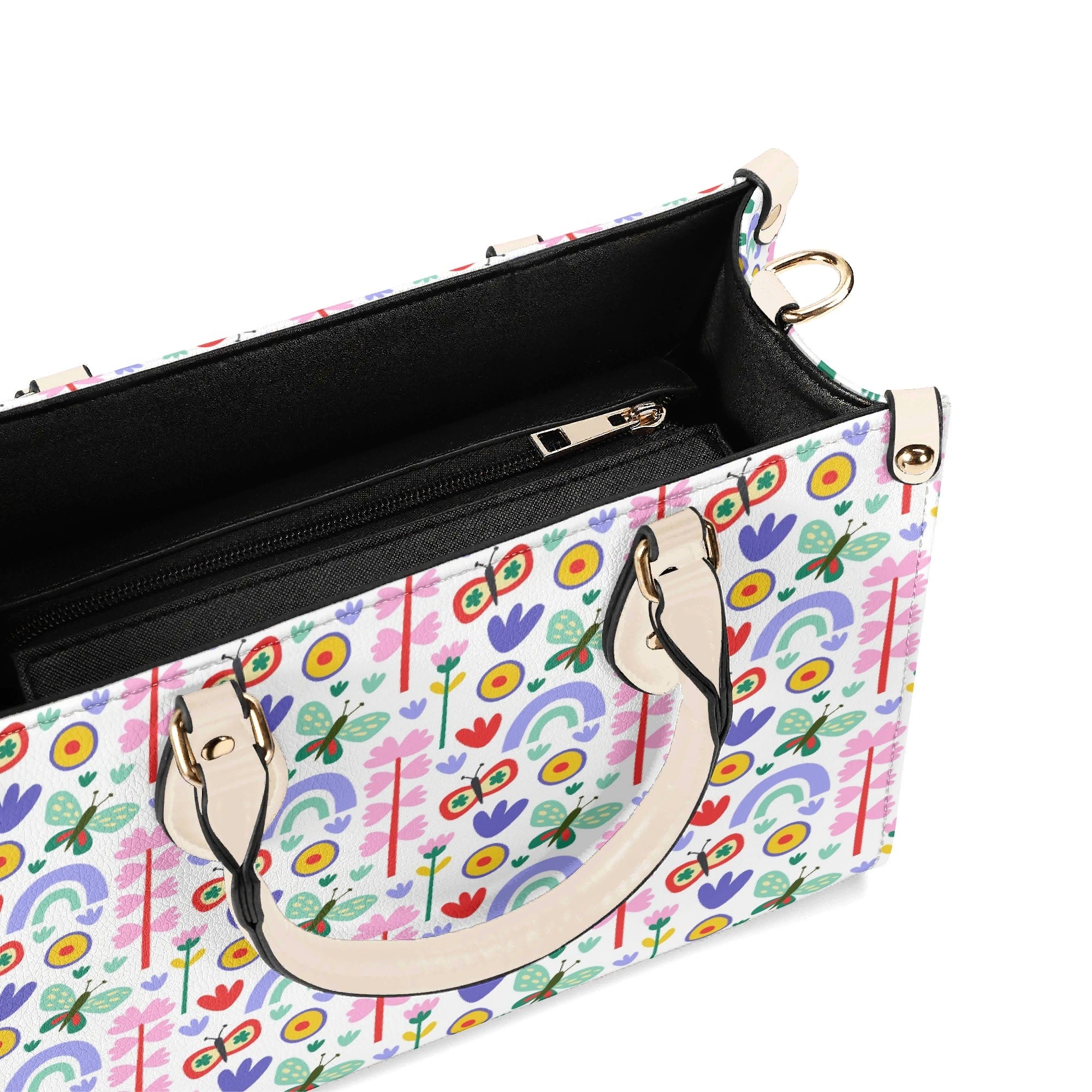 Rainbows And Butterflies Luxury PU Leather Handbag Luxury PU Leather Handbag Printed Offshore