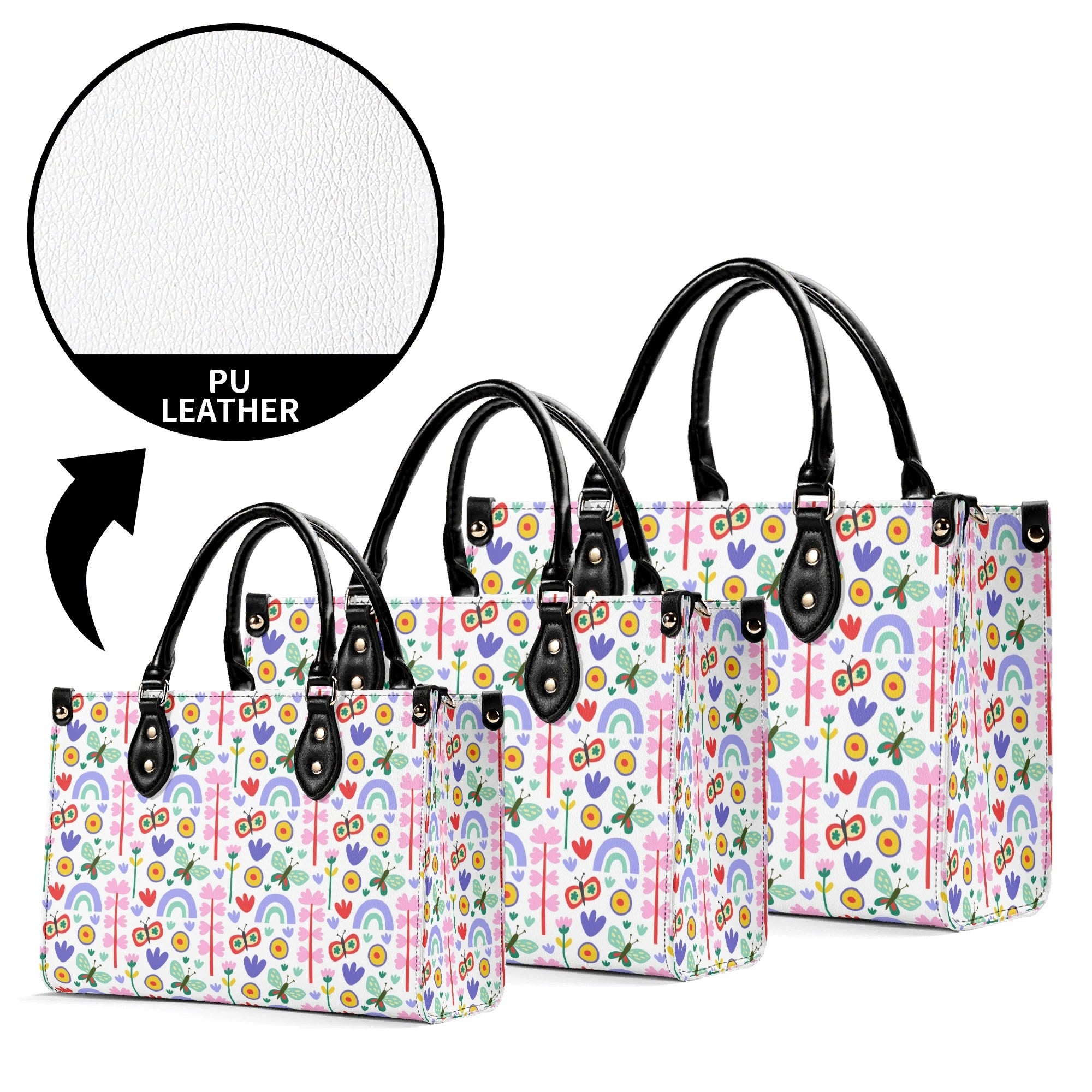 Rainbows And Butterflies Luxury PU Leather Handbag Luxury PU Leather Handbag Printed Offshore