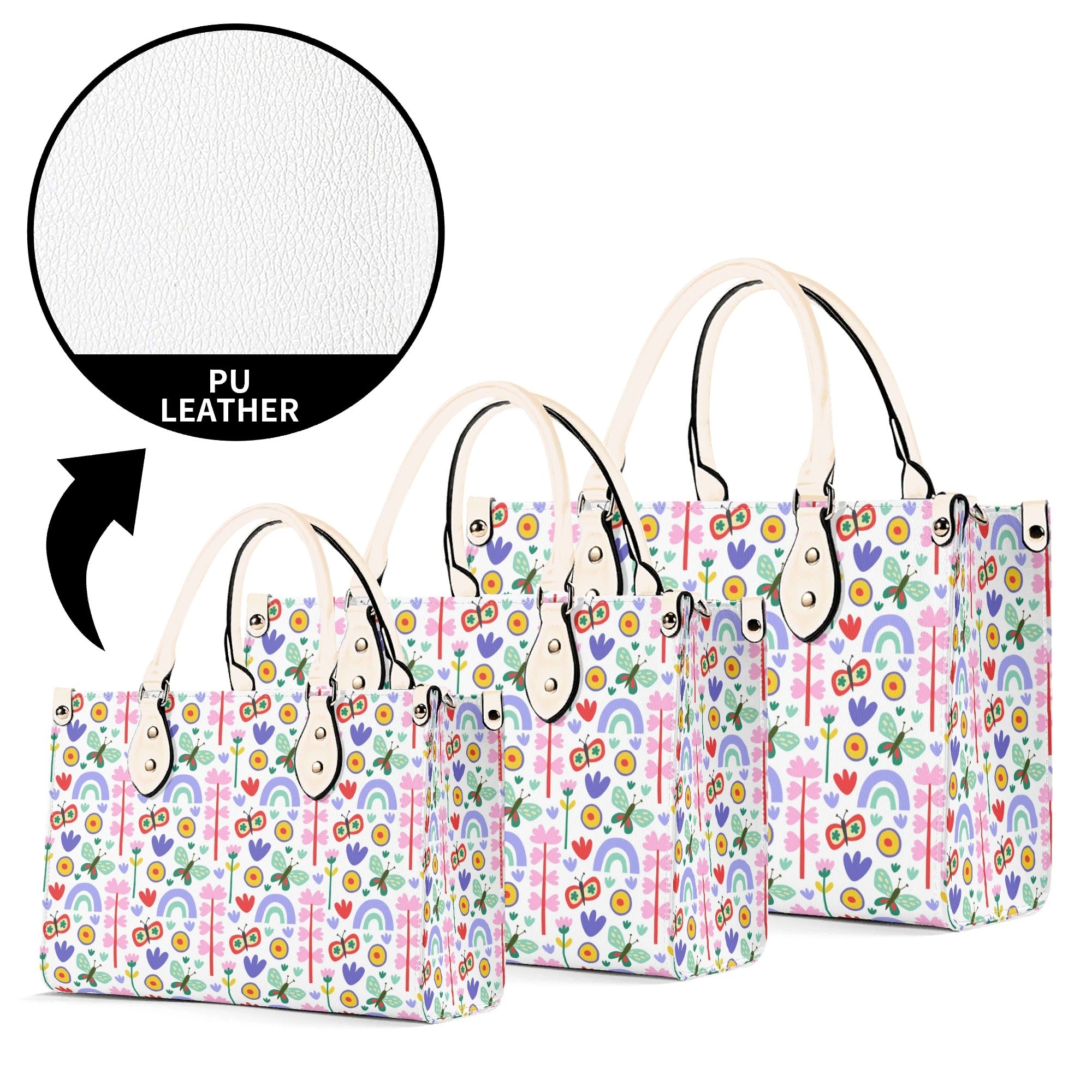 Rainbows And Butterflies Luxury PU Leather Handbag Luxury PU Leather Handbag Printed Offshore