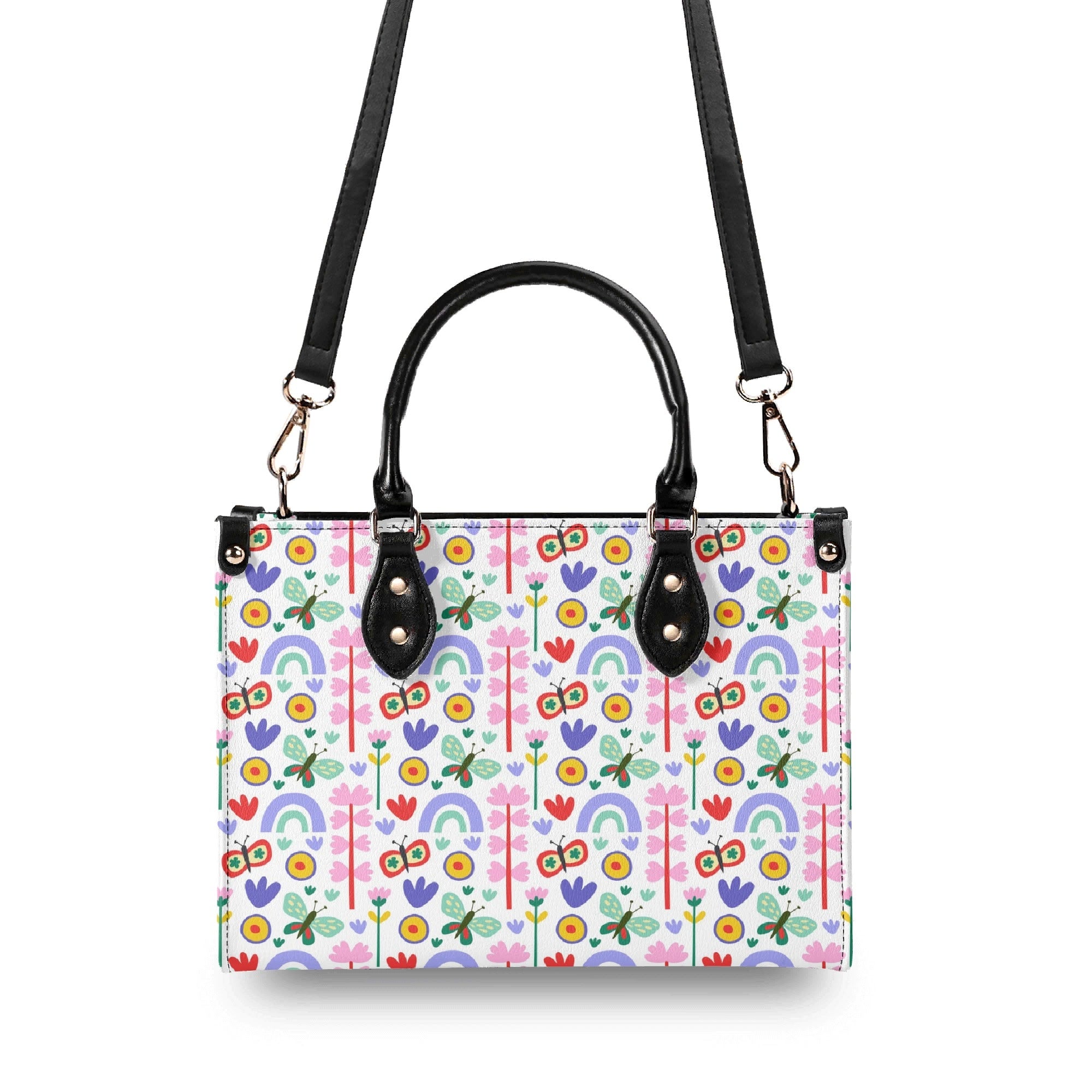Rainbows And Butterflies Luxury PU Leather Handbag Luxury PU Leather Handbag Printed Offshore