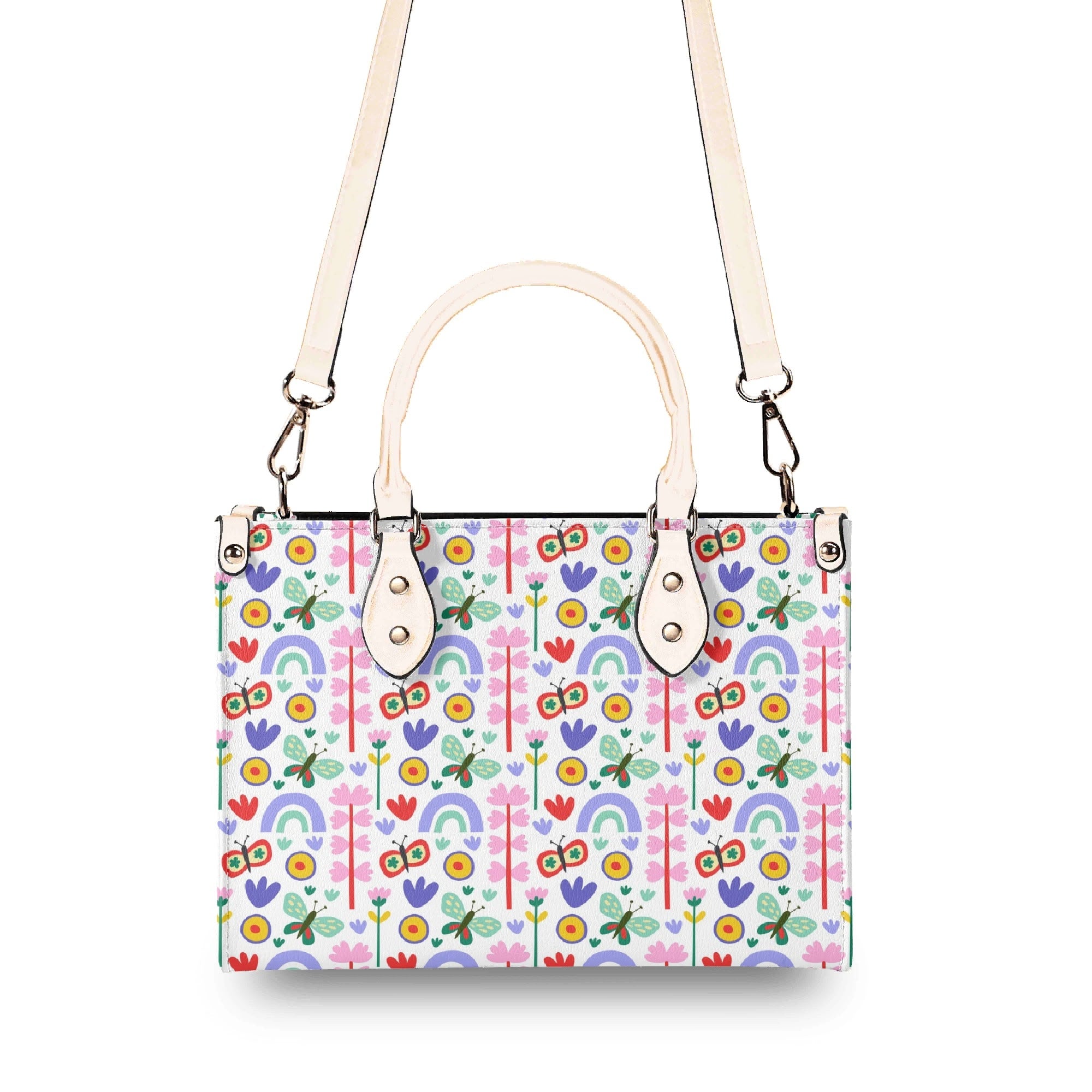 Rainbows And Butterflies Luxury PU Leather Handbag Luxury PU Leather Handbag Printed Offshore
