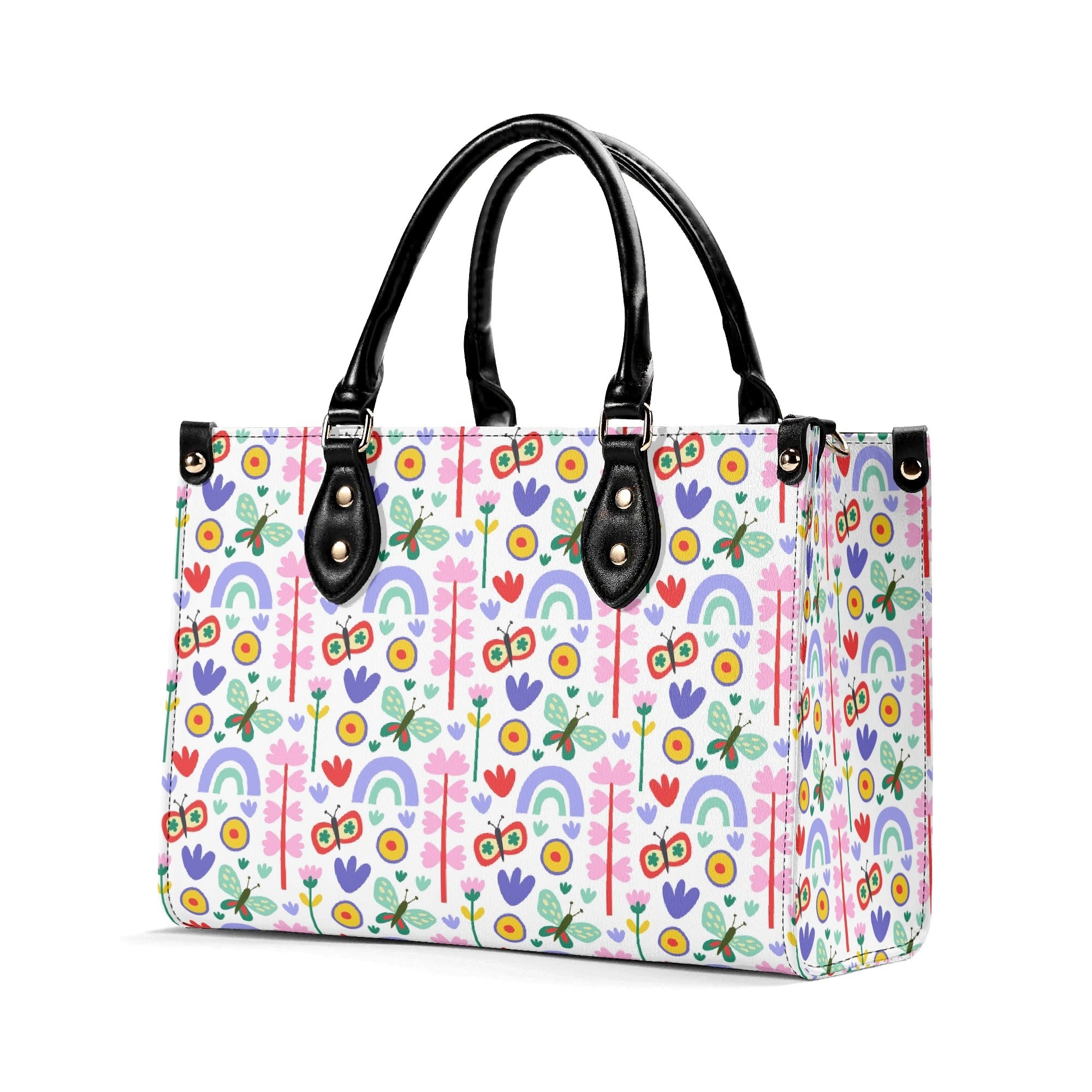 Rainbows And Butterflies Luxury PU Leather Handbag Luxury PU Leather Handbag Printed Offshore