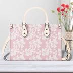 Pink Hawaiian Foliage Luxury PU Leather Handbag L Luxury PU Leather Handbag Plants Printed Offshore